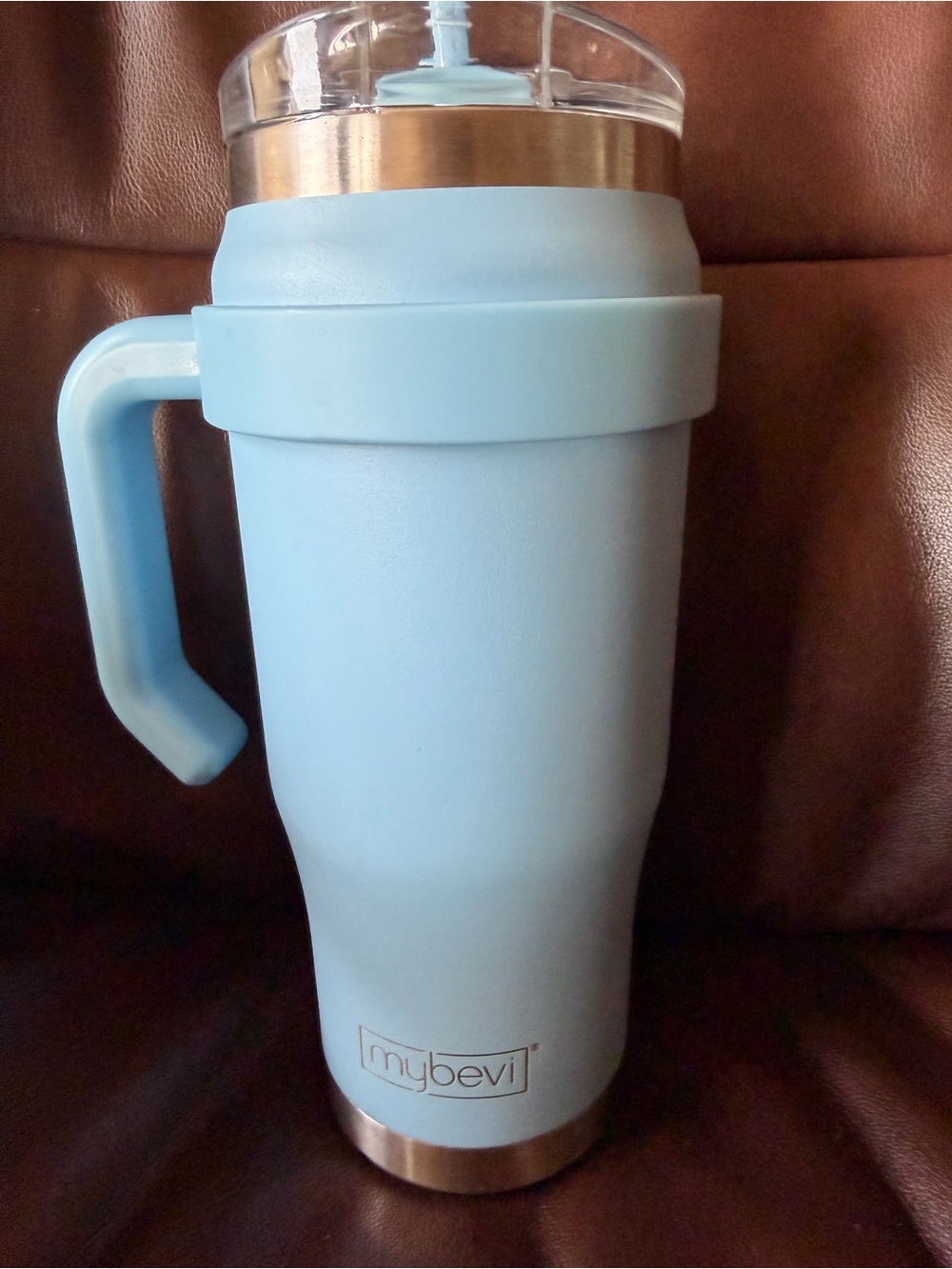 URI Light Blue 32 oz MyBevi Insulated Tumbler w/Lid, Straw, Topper & Handle NWOT - Picture 4 of 7